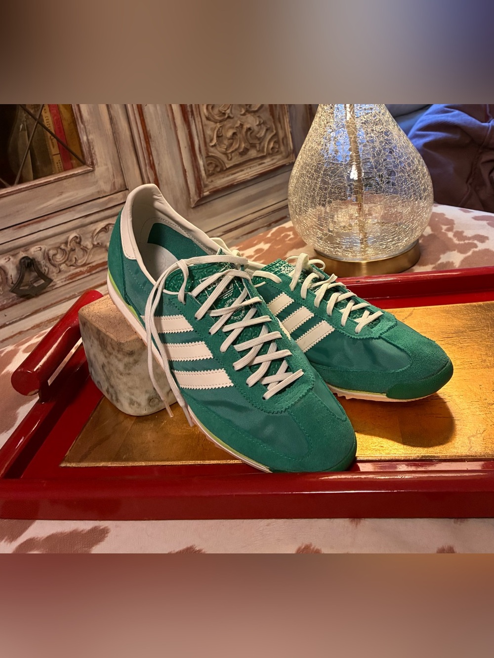 Adidas  Green Retro with White Stripe Womens 10